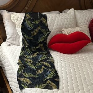 Victoria Secret Beachwear Mesh Midi Green Leaf Print Dress- Size S/P